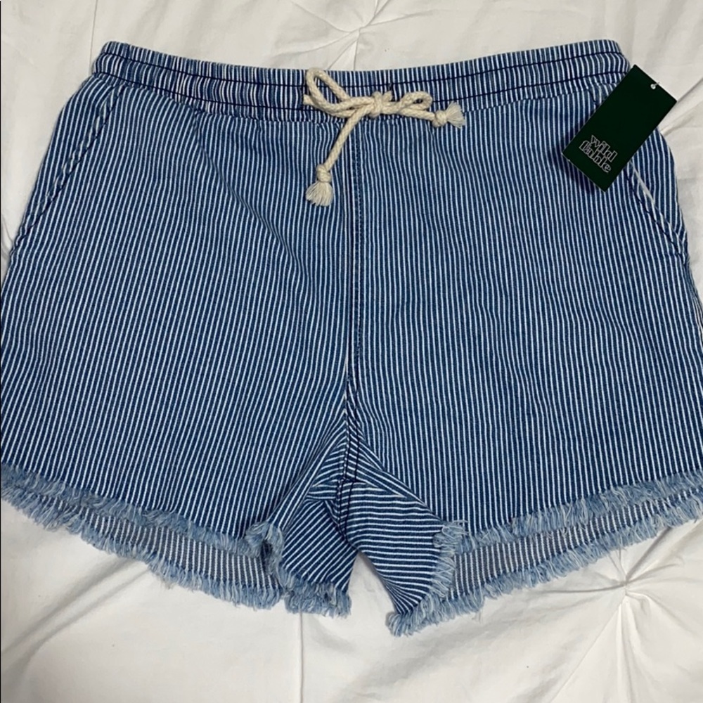 Blue and White Striped  Soft Shorts